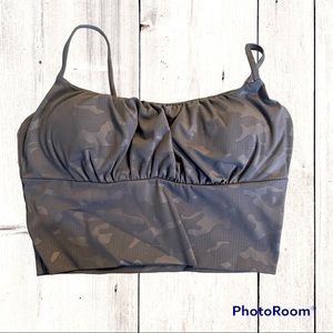 ZYIA Gray Battleship Camo Luxe Ruched Bra • Medium • EUC